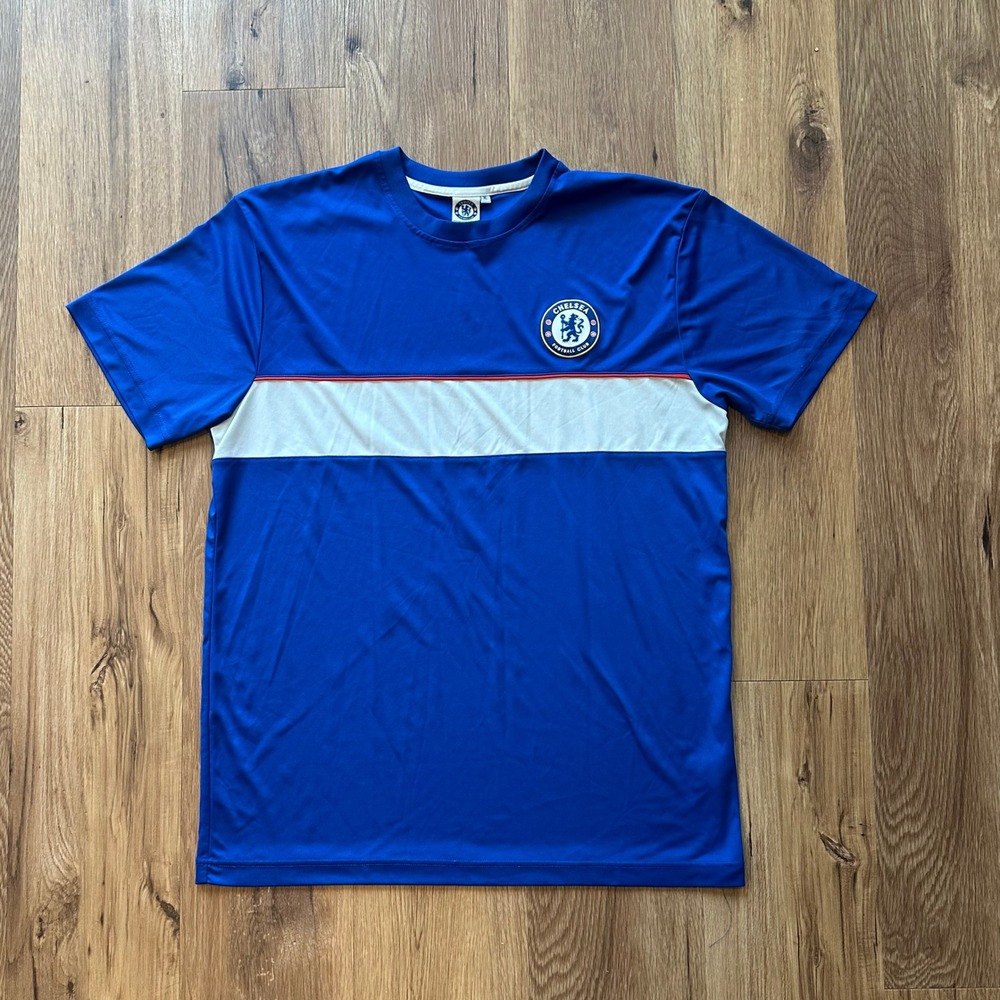 Chelsea FC Official Licensed Product Blue White Striped Soccer Jersey Mens XL
